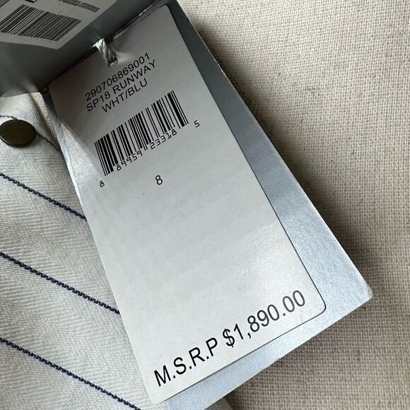 Ralph Lauren Collection Alstin Striped Cotton Workwear Coverall White/Azure - Picture 16 of 16
